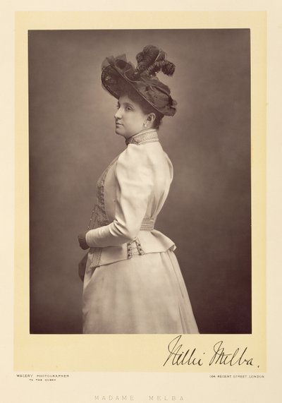 Dame Nellie Melba (1861-1931), soprano operística, retrato fotográfico de Stanislaus Walery